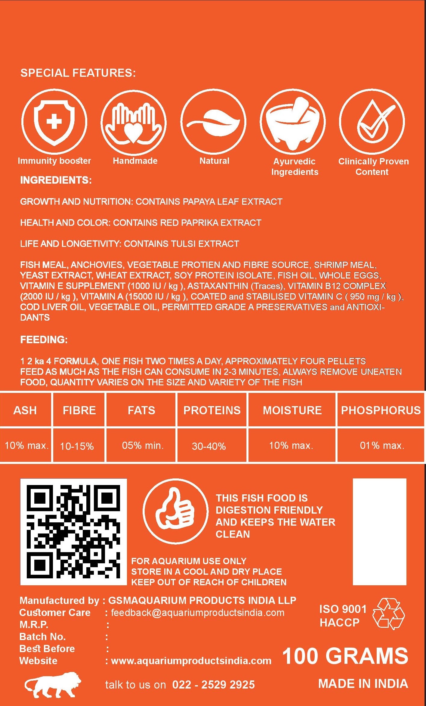 Life AAYU Goldfish Food – Ayurvedic Soft-Sinking Pellets with Tulsi, Papaya & Red Paprika for Color, Digestion & Immunity (100g) (Starter Kit)