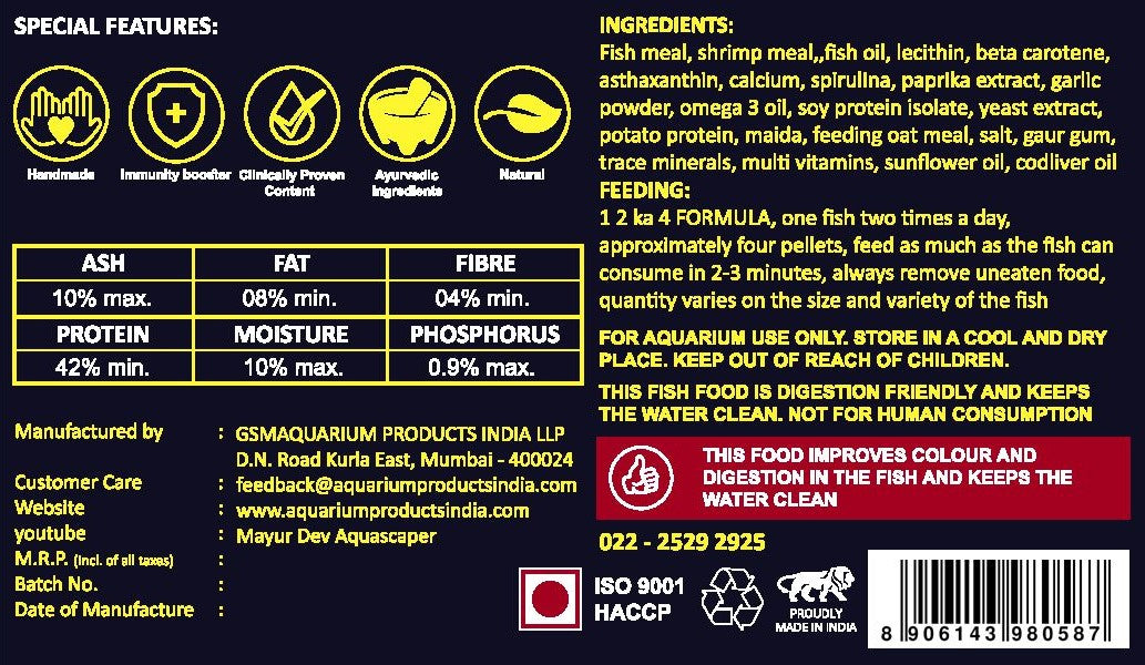 Life AAYU Glow Fish Food – Natural Color Enhancer with Spirulina, Paprika & Beta Carotene | Digestion-Friendly Floating Pellets (63g) (Starter Kit)