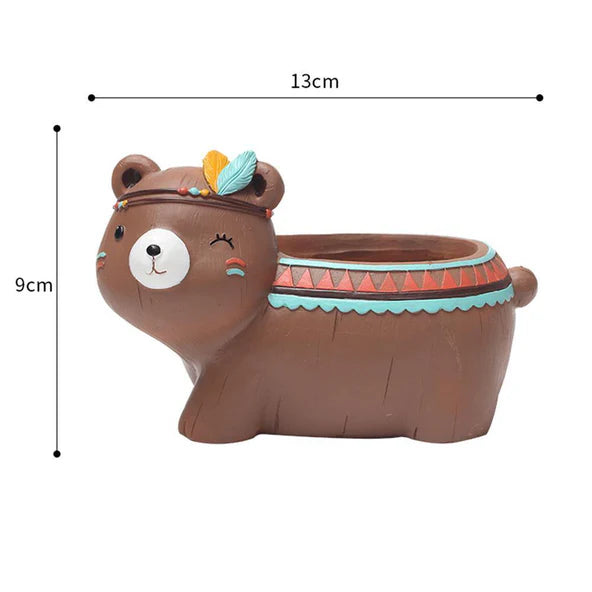 Brown Bear Resin Succulent Pot
