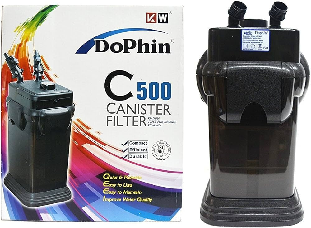 Dophin C500 External Canister Filter for Aquarium – 1130 L/H Flow, 120L Capacity, Dual-Layer Filtration System