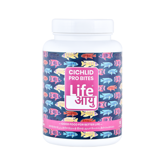 LIFE AAYU PRO BITES CICHLID – Colour-Enhancing Ayurvedic Pellets for Cichlids 500gm