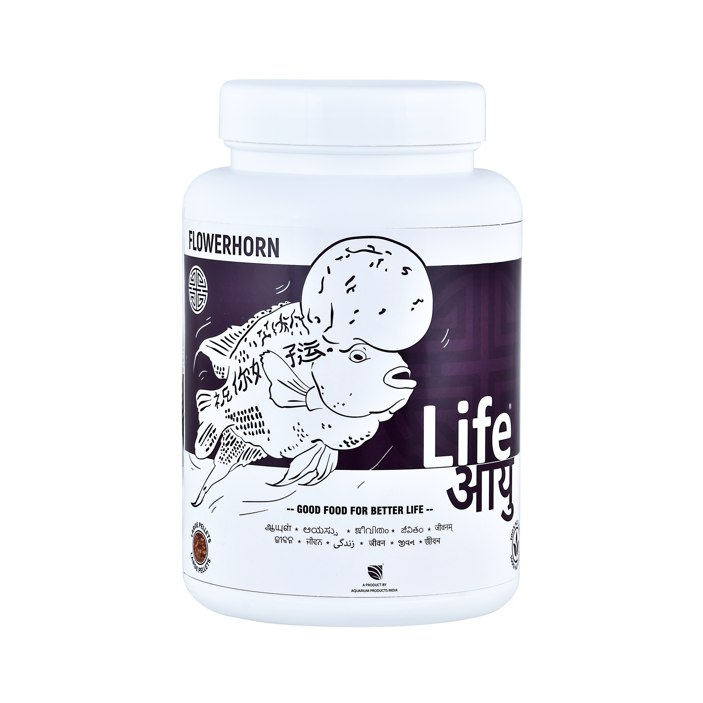 Life AAYU Flowerhorn Food – Ayurvedic Growth & Color Boost Formula for Juvenile And Adult Flowerhorns | With Papaya, Red Paprika & Tulsi (100g)
