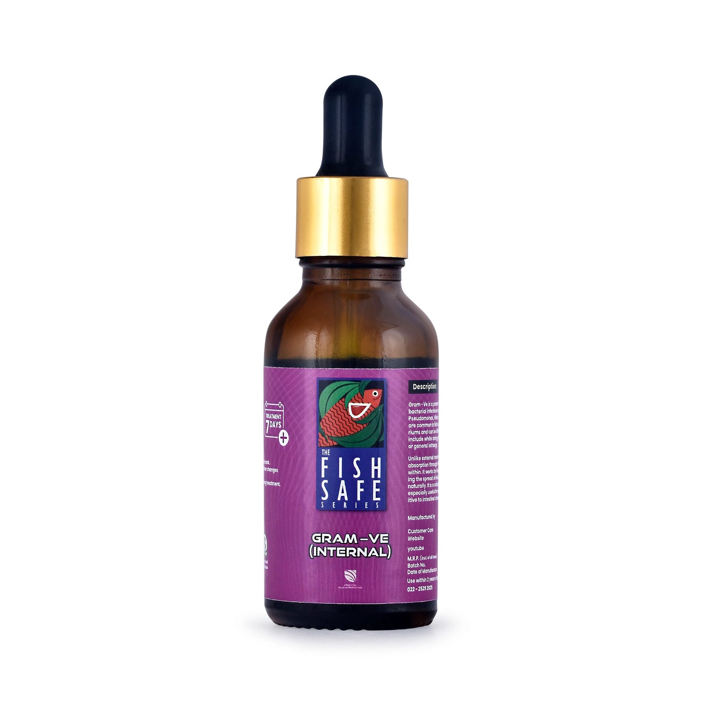 The Fish Safe Series Gram -Ve (Internal) | Internal Bacterial Infection Cure | For Tropical Fish | 30 ml