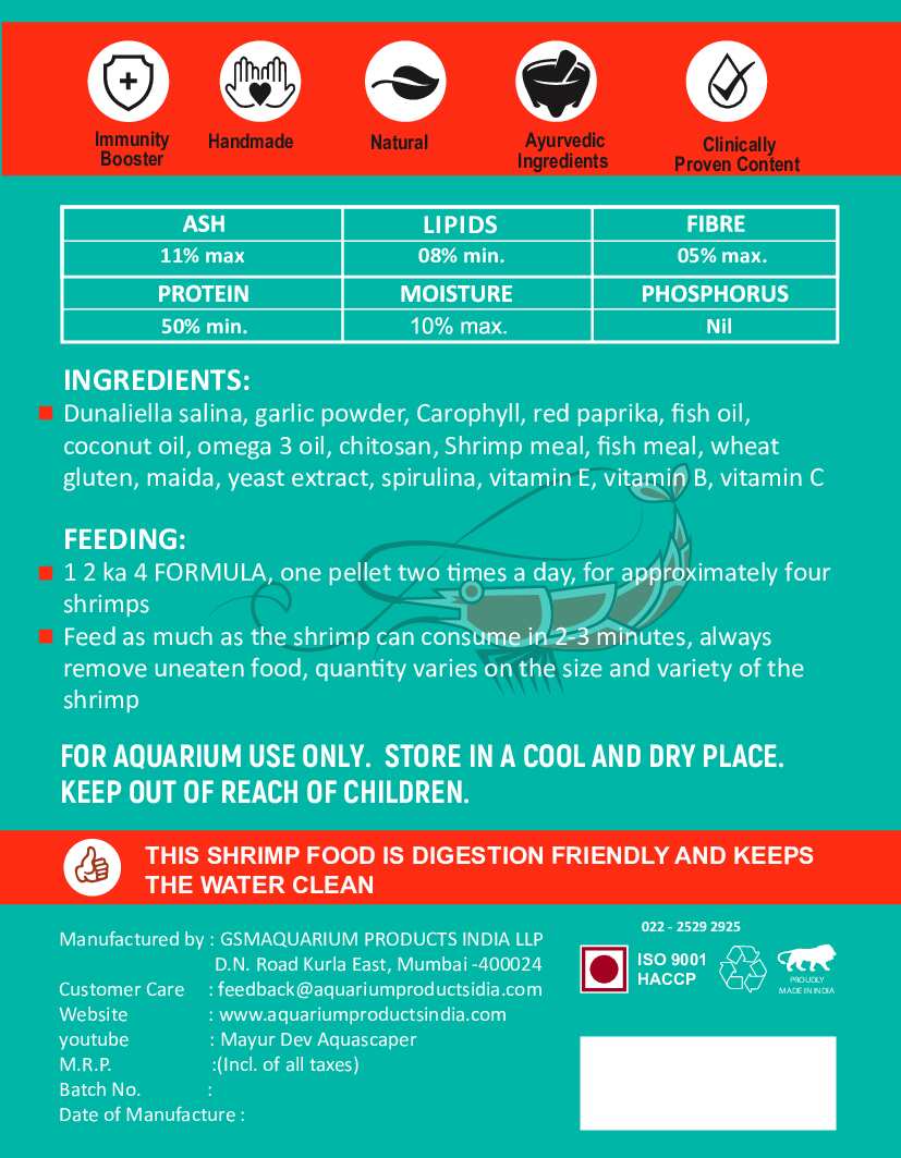 Life Aayu Shrimp Exotic Food 15g (back cover)