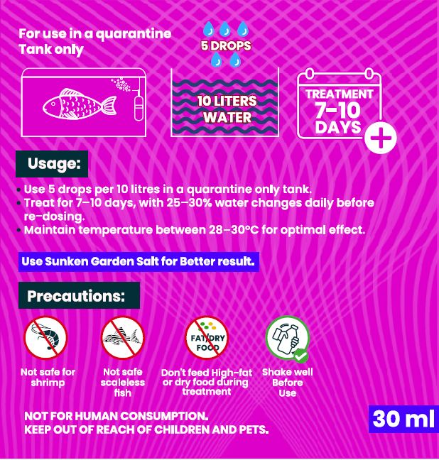 The Fish Safe Hexamita | Advanced Internal Parasite Treatment | For Cichlids & Tropical Fish | 30 ml