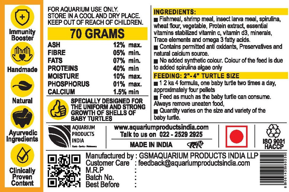 Life Aayu Baby Turtle Feed 70g (Back Cover)