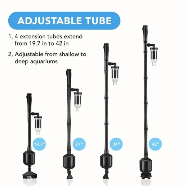 Adjustable Electric Aquarium Gravel Cleaner (5-in-1) | Cleaning Tool Set, Vacuum Water Changer, Sand Washer, Filter Siphon
