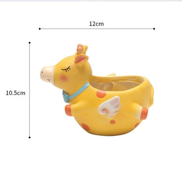 Happy Cow Yellow Color Resin Succulent Pot
