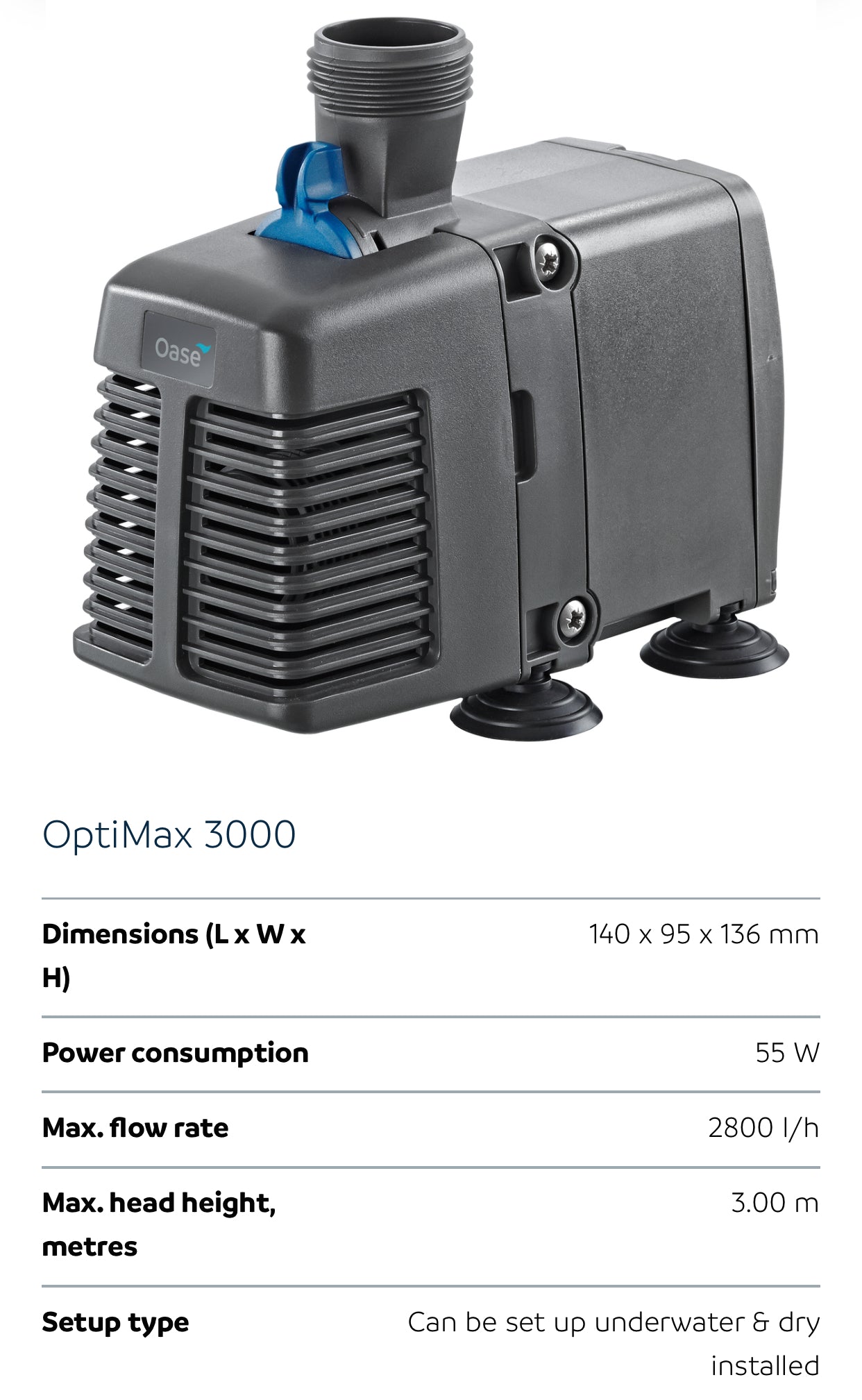 Oase Optimax Water Pump (3 years warranty by company)