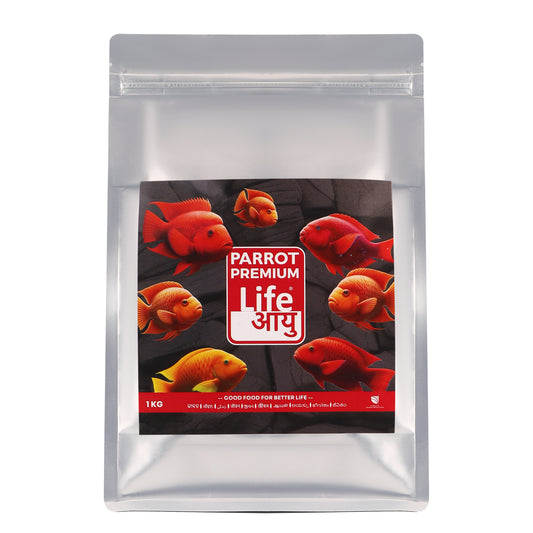 Life Aayu Parrot Premium Fish Food 1 kg – Nutritious Fish Feed for Healthy, Vibrant Aquarium Fish