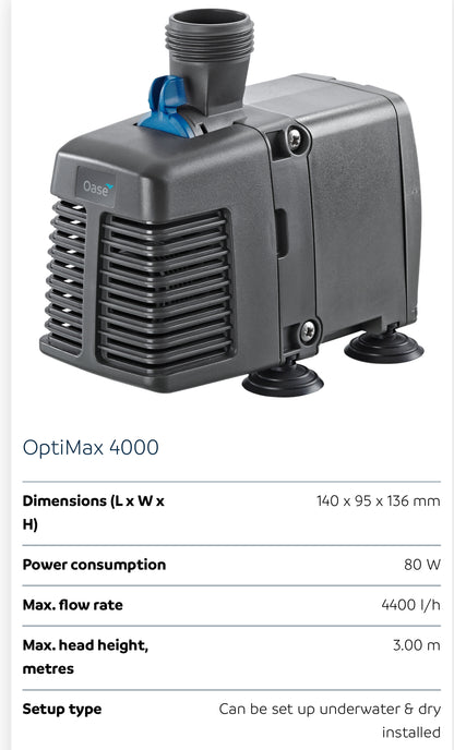 Oase Optimax Water Pump (3 years warranty by company)