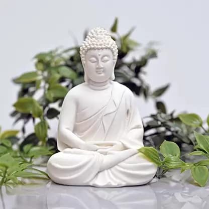 Aquarium Meditating Buddha Statue for Fish Tank Ornament with Marble Finishing Home & Office Decoration