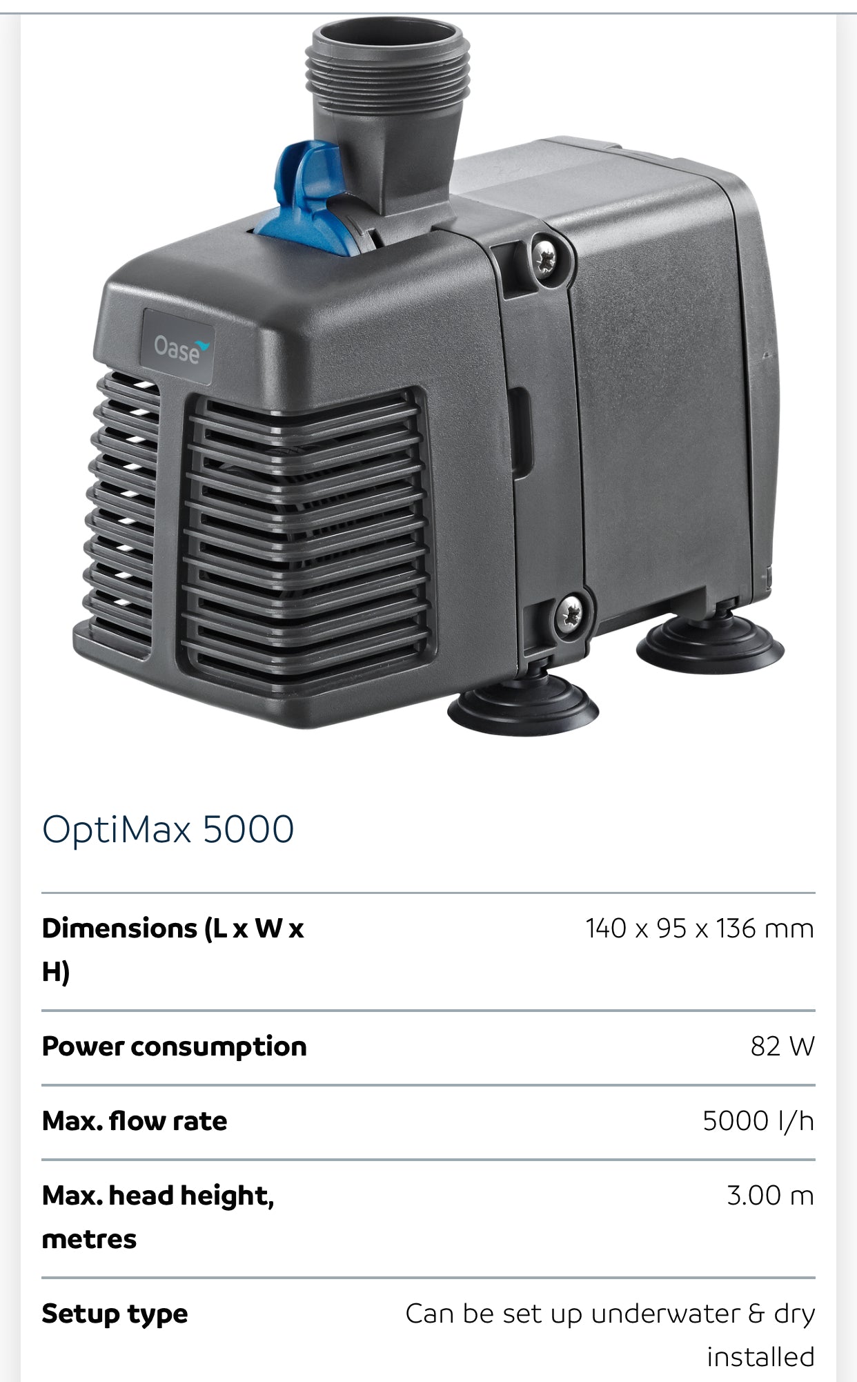 Oase Optimax Water Pump (3 years warranty by company)