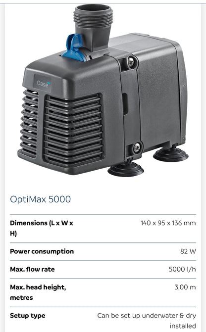 Oase Optimax Water Pump (3 years warranty by company)