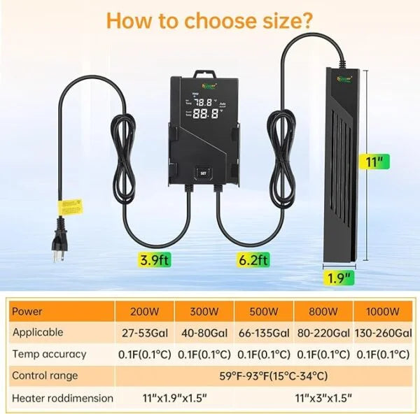 Black Hole Aquarium Heater with Intelligent Temperature Controller | Fast Heat Storage | Precise Temperature Control | Freshwater & Saltwater