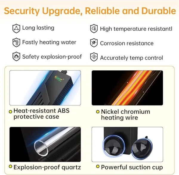 Black Hole Aquarium Heater with Intelligent Temperature Controller | Fast Heat Storage | Precise Temperature Control | Freshwater & Saltwater