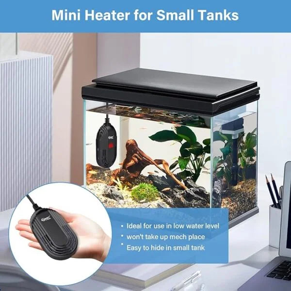 Submersible Betta/Turtle Tank Heater I Rapid Heating I Built-in Temperature Sensor I LED Digital Display I Overheating and Dry-Run Protection I Power-Off Memory Function