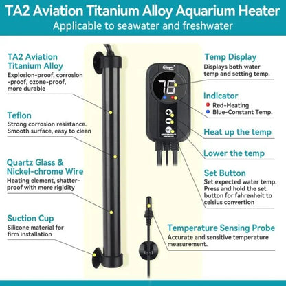 Smart Titanium Heater with Digital LED Controller and Temperature Probe | Memory Function | Intelligent Temperature Control