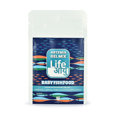 Pack of Artemia Gel Mix baby fish food on a white background