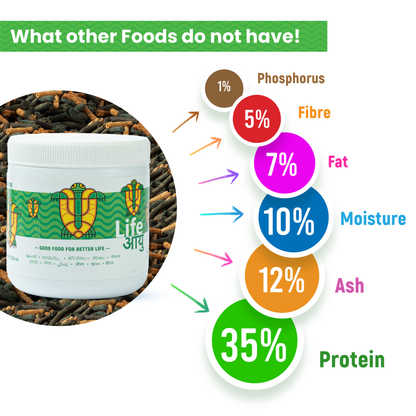 लाइफ आयु वयस्क कछुआ भोजन - मजबूत खोल, आंत स्वास्थ्य और पाचन के लिए स्पिरुलिना और कैल्शियम समृद्ध आयुर्वेदिक आहार (100 ग्राम)
