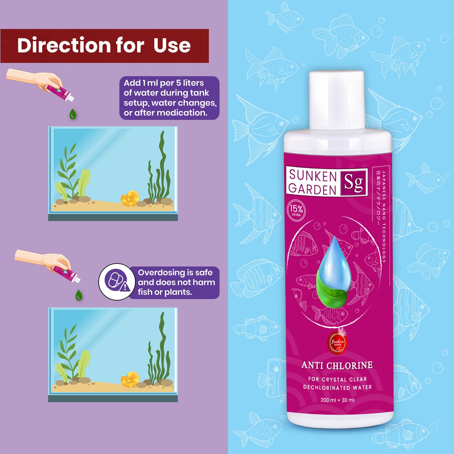 Sunken Garden Anti Chlorine | Water Conditioner for Freshwater Aquariums