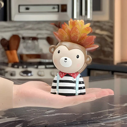 Cute Monkey Face Resin Succulent Pot