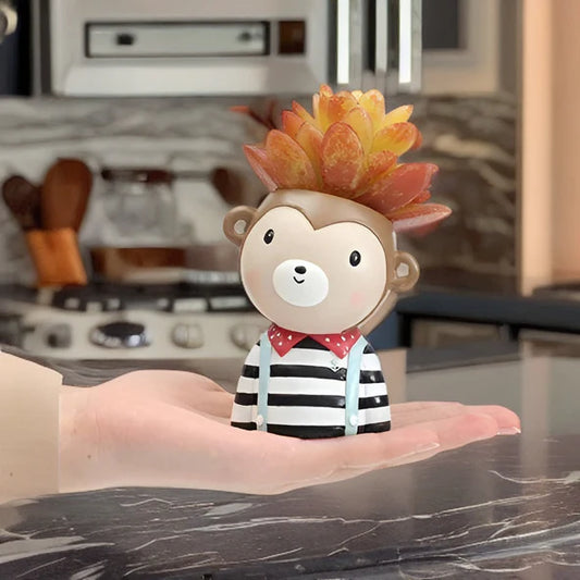 Cute Monkey Face Resin Succulent Pot