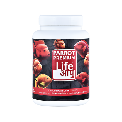 Life AAYU Parrot Premium Fish Food – Color Enhancing & Immunity-Boosting Natural Pellets with Spirulina & Omega-3