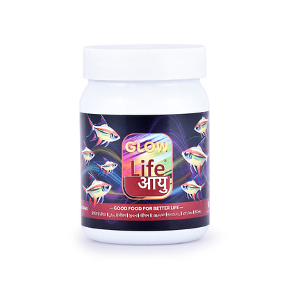 Life AAYU Glow Fish Food – Natural Color Enhancer with Spirulina, Paprika & Beta Carotene | Digestion-Friendly Floating Pellets (63g)