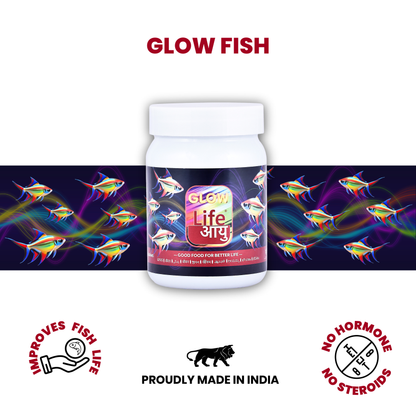 Life AAYU Glow Fish Food – Natural Color Enhancer with Spirulina, Paprika & Beta Carotene | Digestion-Friendly Floating Pellets (63g)