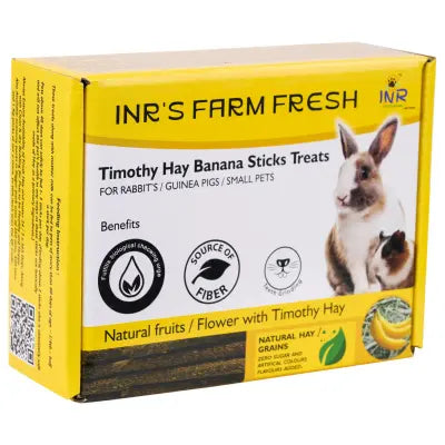 INR's Farm Fresh Timothy Hay - Banana Stick Treats For Rabbits / Guinepigs ( ECONOMY PACKS AVAIALABLE)