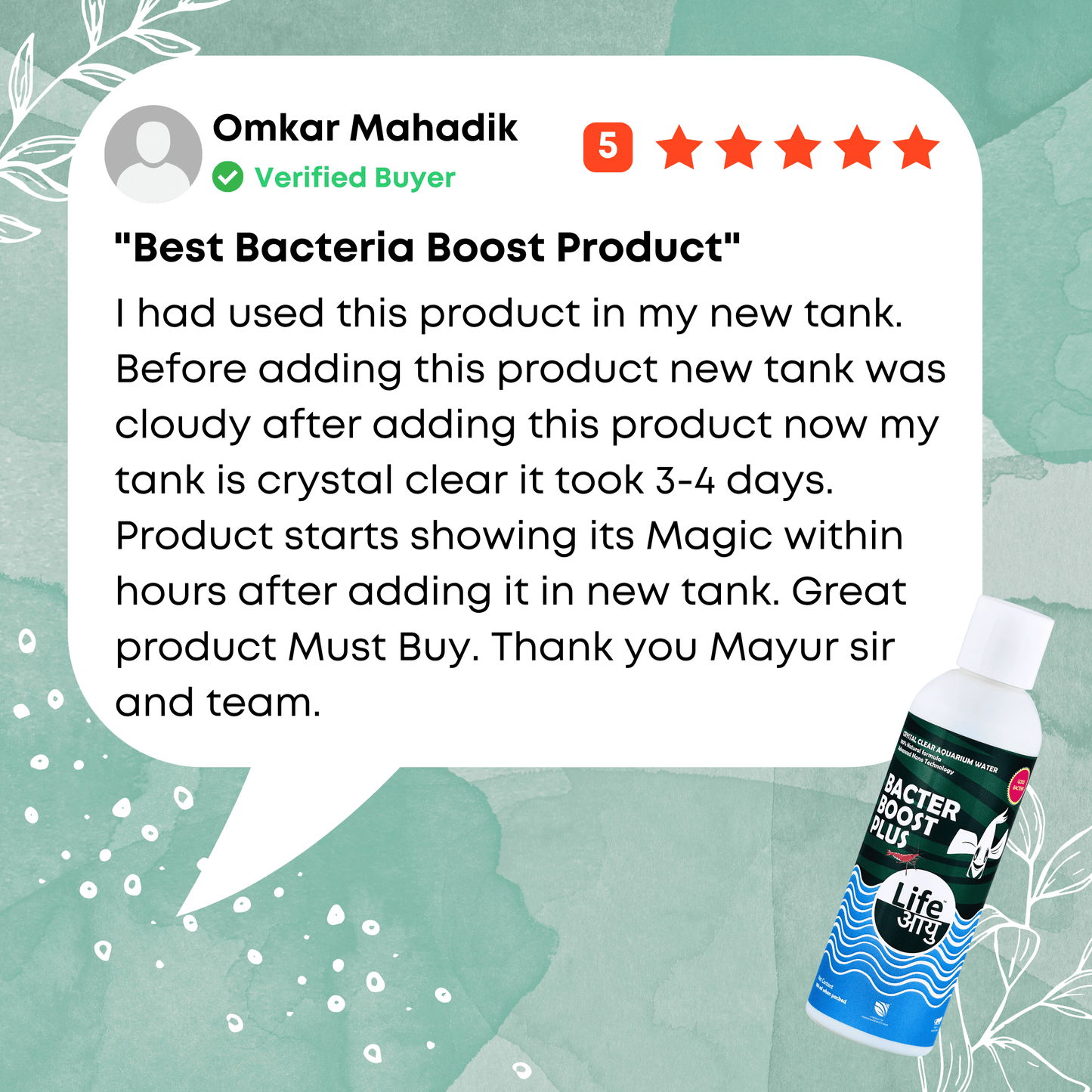 I had used this product in my new tank. Before adding this product new tank was cloudy after adding this product now my tank is crystal clear it took 3-4 days. Product starts showing its Magic within hours after adding it in new tank. Great product Must Buy. Thank you Mayur sir and team.