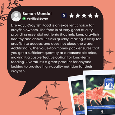 Life Aayu Crayfish Food is an excellent choice for crayfish owners. The food is of very good quality, providing essential nutrients that help keep crayfish healthy and active. It sinks quickly, making it easy for crayfish to access, and does not cloud the water.
Additionally, the value-for-money pack ensures that you get a sufficient quantity at a reasonable price, making it a cost-effective option for long-term feeding. Overall, it's a great product for anyone looking to provide high-quality nutrition for 
