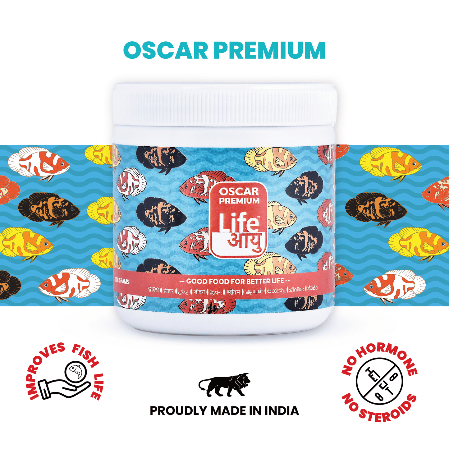 Life AAYU Oscar Premium Fish Food – Color-Boosting, Immunity-Enhancing Ayurvedic Pellets with Spirulina, Astaxanthin & Garlic