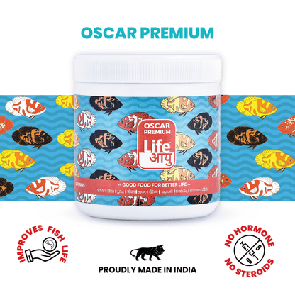 Life AAYU Oscar Premium Fish Food – Color-Boosting, Immunity-Enhancing Ayurvedic Pellets with Spirulina, Astaxanthin & Garlic