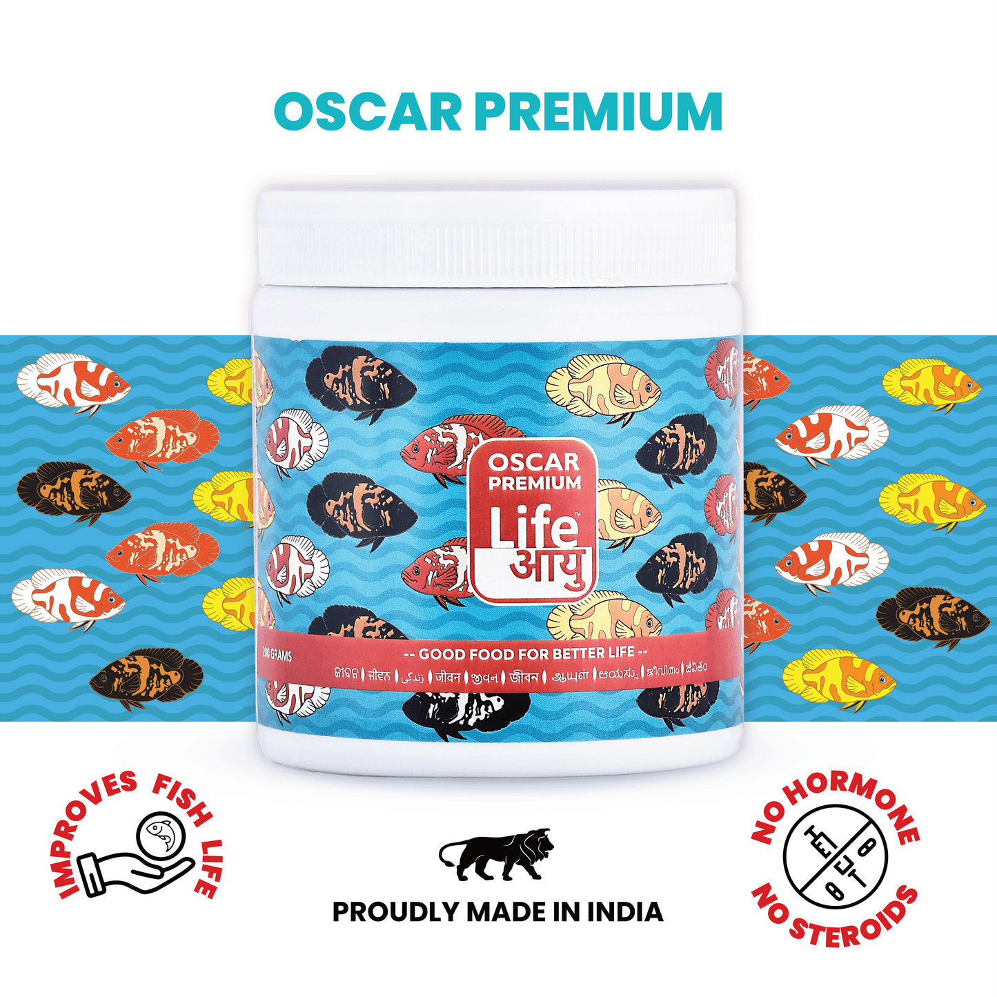 Life AAYU Oscar Premium Fish Food – Color-Boosting, Immunity-Enhancing Ayurvedic Pellets with Spirulina, Astaxanthin & Garlic