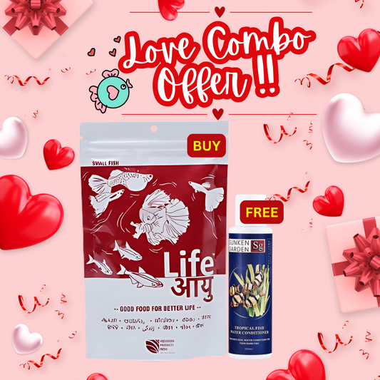 Life Aayu Red Fish Food 100g + Sunken Garden Tropical Fish Water Conditioner 100ml Free