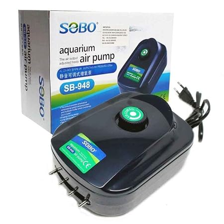 SOBO SB‑948 Silent 8 W 4‑Outlet Aquarium Air Pump – Adjustable Flow 4×3 L/min – Energy‑Efficient AC Pump for Indian Home & Koi Tanks