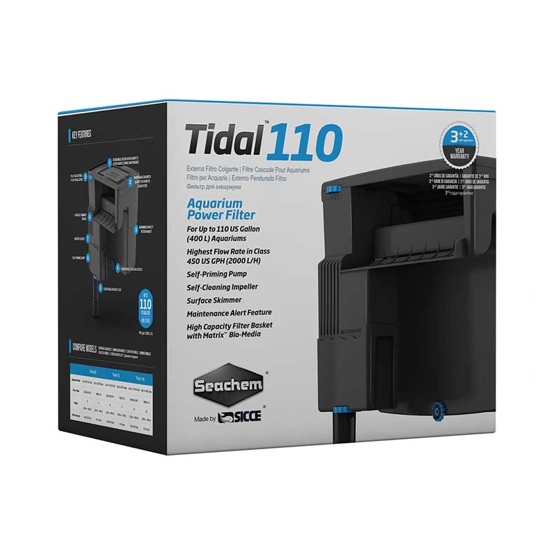 Seachem Tidal 110 Hang-On-Back Filter | Powerful 2000 LPH Aquarium Filtration System