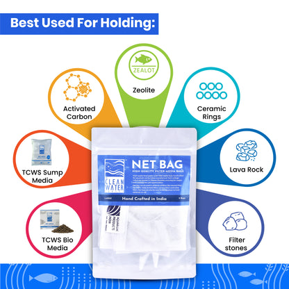 क्लियर वॉटर सीरीज़ (TCWS) बड़े नेट बैग - एक्वेरियम फ़िल्टर मीडिया के लिए 2 का पैक