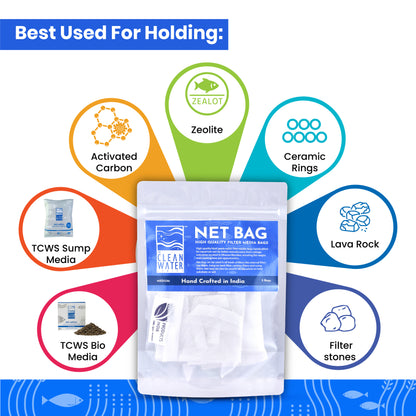 क्लीन वॉटर सीरीज़ (TCWS) मीडियम नेट बैग - एक्वेरियम फ़िल्टर मीडिया के लिए 3 का पैक