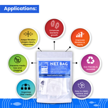 क्लीन वॉटर सीरीज़ (TCWS) मीडियम नेट बैग - एक्वेरियम फ़िल्टर मीडिया के लिए 3 का पैक
