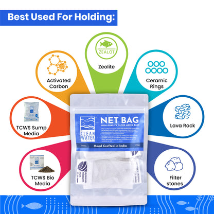 एक्वेरियम फ़िल्टर मीडिया के लिए क्लियर वॉटर सीरीज़ (TCWS) नेट बैग छोटा (4 का पैक)