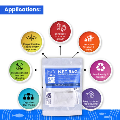 एक्वेरियम फ़िल्टर मीडिया के लिए क्लियर वॉटर सीरीज़ (TCWS) नेट बैग छोटा (4 का पैक)