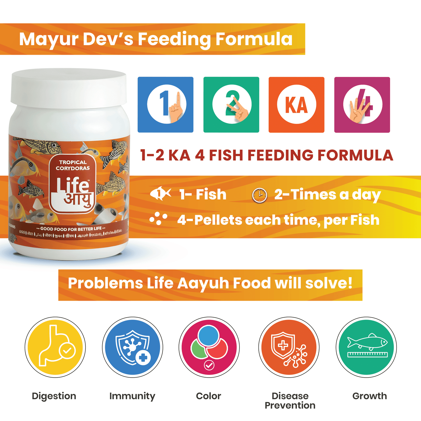 Life Aayu Tropical Corydoras Fish Food – 45g | Immunity & Metabolism Booster | Ayurvedic Handmade Feed