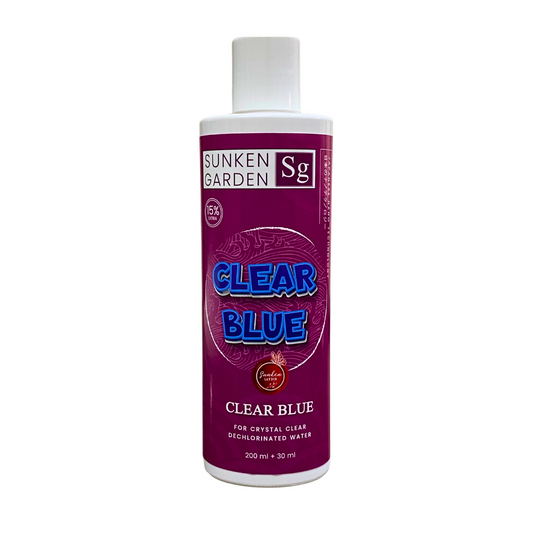 Sunken Garden Clear Blue Aquarium Water Conditioner | Instant Clarity | Algae Particle Remover | Safe for All Fish, Shrimp, and Plants