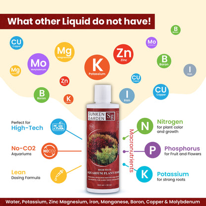 Sunken Garden Vibrance – Dutch-Style Aquarium Fertilizer | All-in-One Formula for Bushy Plant Growth | CO₂ & Non-CO₂ Compatible