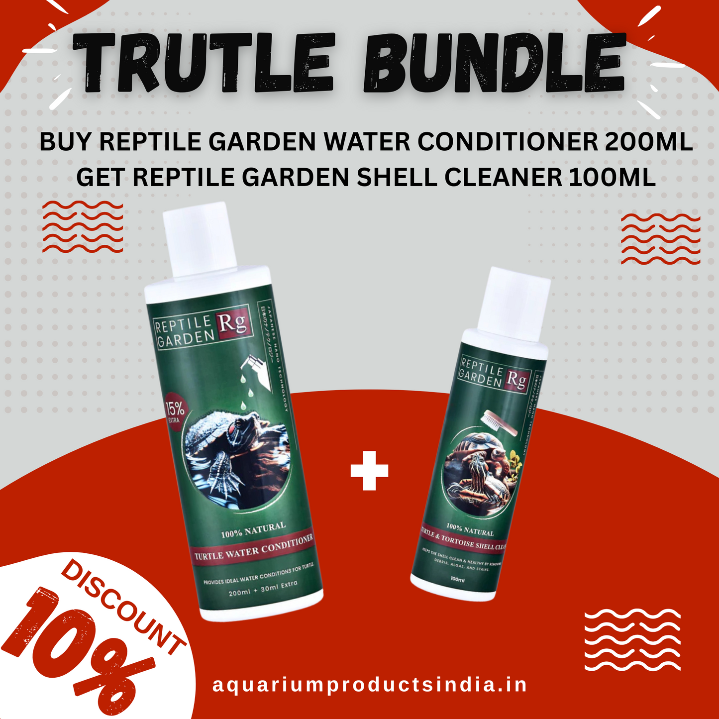 Turtle Bundle – Reptile Garden Water Conditioner 200ml + Free Shell Cleaner 100ml