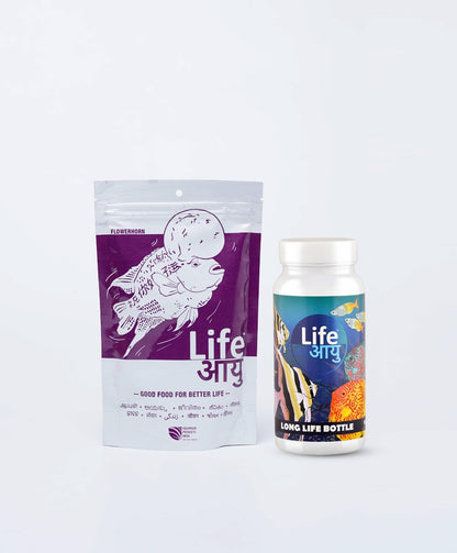 Life Aayu Flowerhorn Food 100g  + Long Life Bottle  FREE