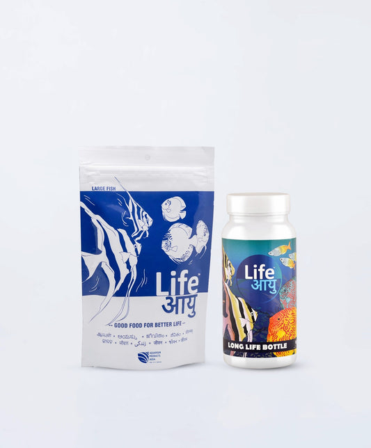 Life Aayuh Neutral Large Fish Feed 100g  + Long Life Bottle  FREE